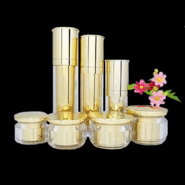 

gold empty bottles set cream jar refillable bottle lotion pump spray bottle emulsion cosmetic containers 20/30/40/50g 30ml 80ml