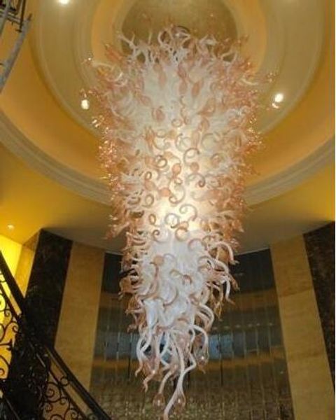 

new design modern large chandeliers white fading color 100% hand made blown glass chandelier lighting for staircase