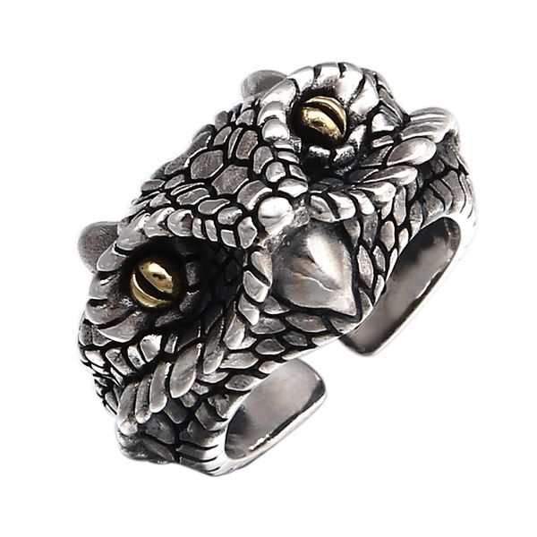 

gothic punk style 925 sterling silver rings for man domineering snake head s925 silver open ring fashion jewelry hippop culture