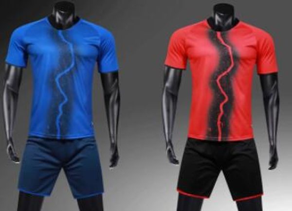 

online football suit short sleeve suit men customized training match team kit training customized soccer jerseys sets with shorts, Black
