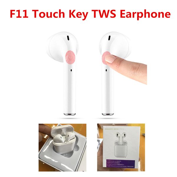 

F11 Smart Mini TWS Binaural Touch Key Earbuds Bluetooth Wireless Air Plus Stereo Sport Earphone With Charger Box Auto Power ON Auto Pairing