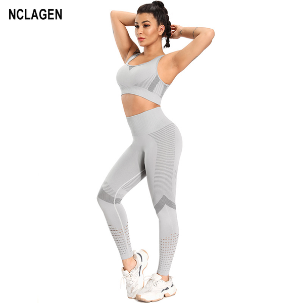 

seamless yoga suit women 2 piece gym set bra slim knit jacquard sportwear fitness leggings and sport outfit workout clothes, White;red