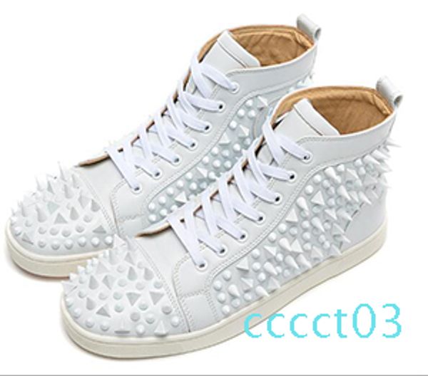 

fashion designer brand studded spikes flats shoes red bottom shoes for men and women party lovers genuine leather sneakers cv34al0 ct03, Black