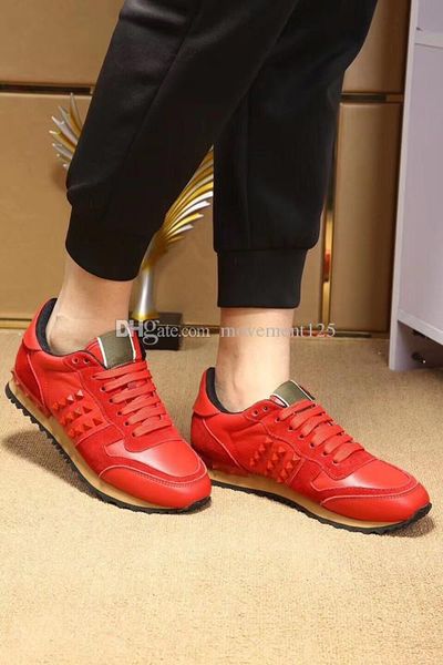 

new [original box] brand rock and runner camouflage leather sneaker shoes studded casual camo rockrunner trainers, Black