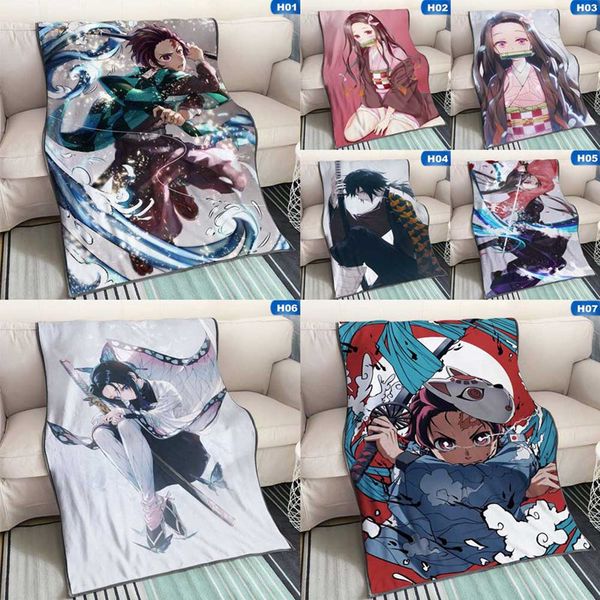 

demon slayer kimetsu no yaiba flannel blanket kamado tanjirou nezuko cosplay blanket winter woolen prop