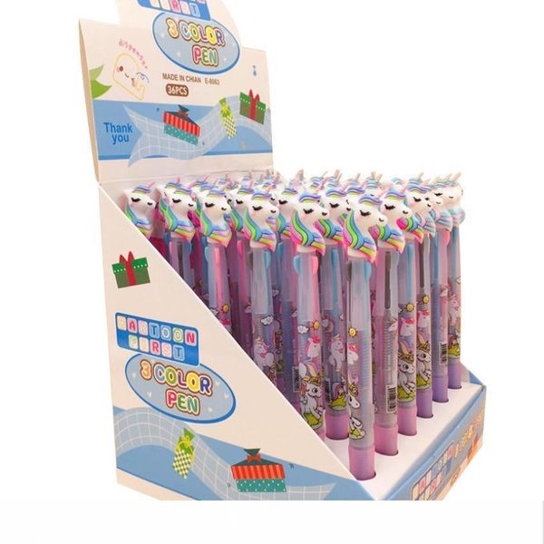

30pcs lot kawaii unicorn 3 color press pen gifts for students ballpoint pen school and office signature