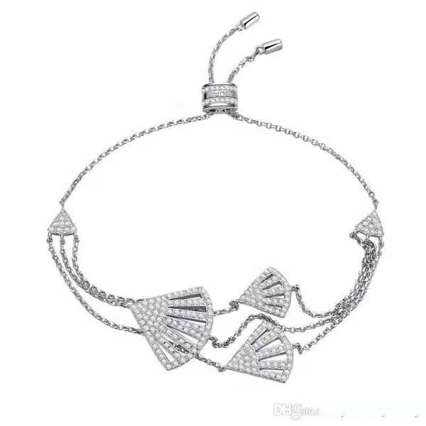 

trendy fashion women bracelet white rose gold plated full cz fan bracelets for girls women for party wedding nice gift, Golden;silver