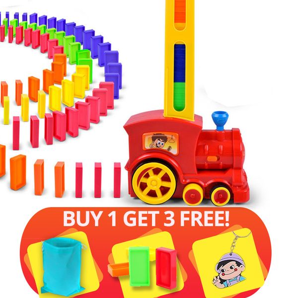 Vendita calda 60pcs Domino Blocks Train Kit Motorizzato Set Up Cartuccia di caricamento Giocattoli Regalo di compleanno per bambini Kid