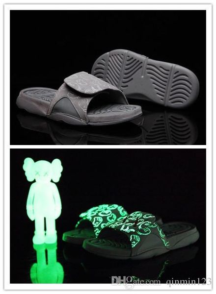 

with box 4s x hydro 4 cool grey slippers sandals hydro slides basketball shoes sneakers glow size -12, Black