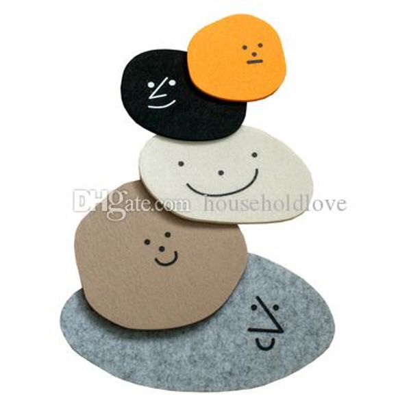 

original design nordic cute shape small stone felt coaster table insulation pad niche ins tableware pad deskdecoration