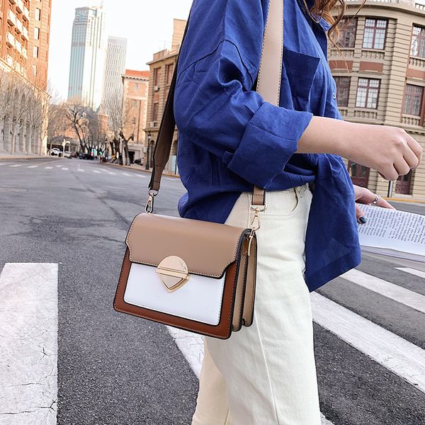 

female new handbag 2020 fashion square hand carrying and shoulder carrying aslant shoulder bag