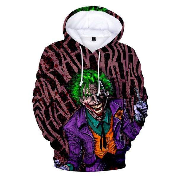 

new arrival joker 3d hoodies men/women funny all-match personality joker men's hooded sweatshirt streetwear style, Black