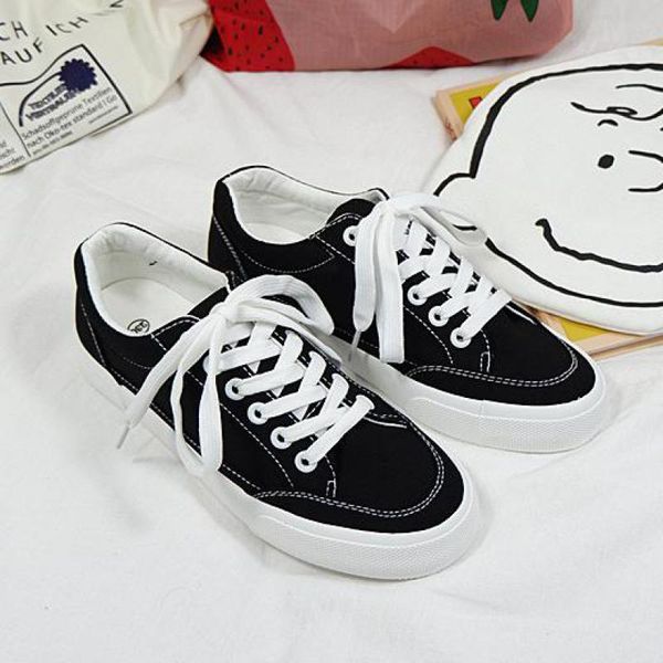 

women casual flats shoe spring autumn sneakers breathable vulcanized shoes lace up female shoes comfortable platform women, Black