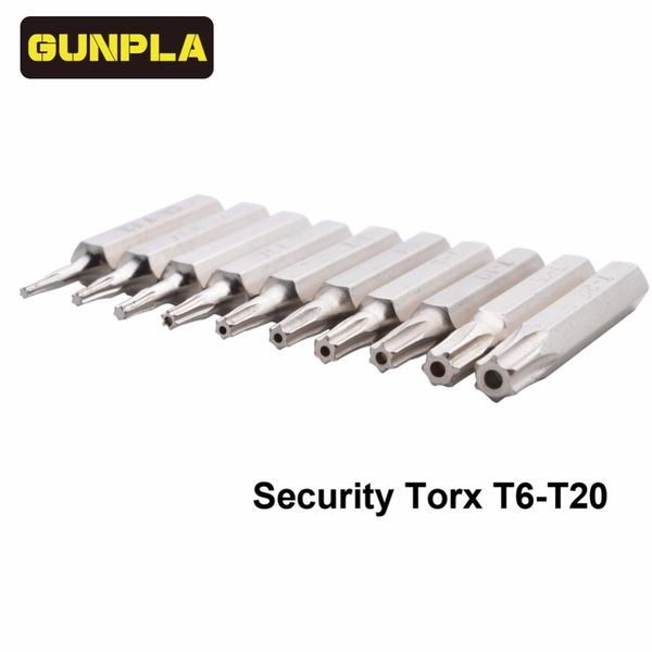 

gunpla 10-piece chrome vanadium steel torx bit driver set includes t3,t4,t5,t6,t7,t8,t9,t10,t15,t20(t6-t20 security torx