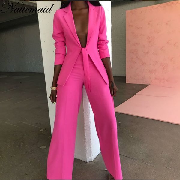 

nattemaid solid formal 2 piece set women two piece set and pants business pants suits 2 outfits two, White