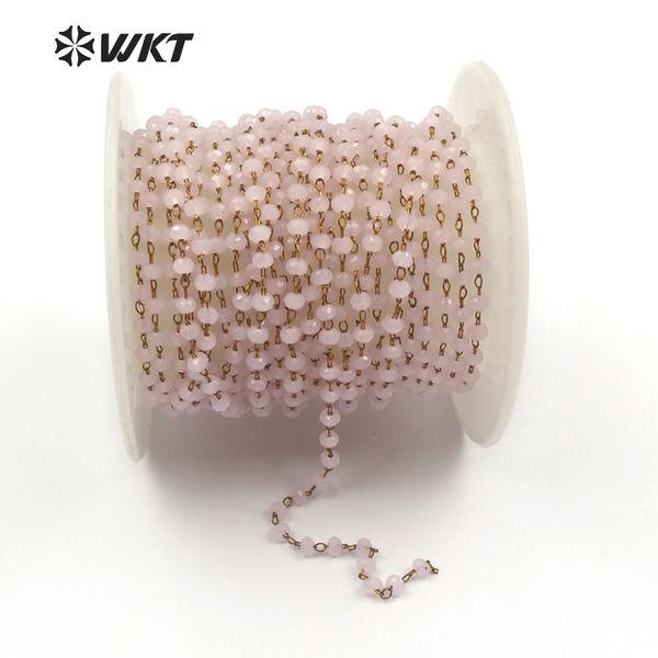 

wt-rbc055 wkt 2mm crystal beads chains faceted light pink color rosary chain for diy jewelry wholesale 10 meters in a lot, Silver
