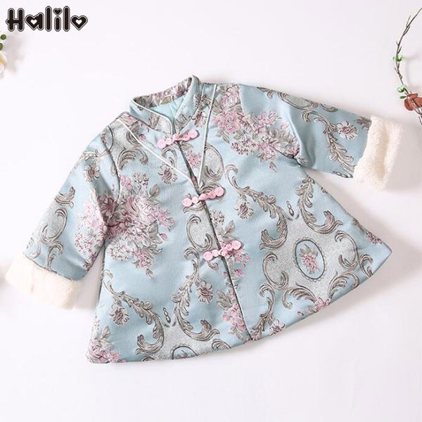 

halilo девочки платья зимние 2019 сгущает теплый китайский стиль дети платья партии новый год рождество девушки малыша одежды, Red;yellow