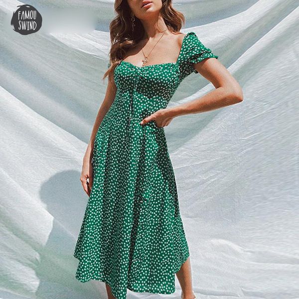 

dresses 2019 letter summer vintage party dress square collar mid ruffle elegant dress beach female green vestidos, Black;gray