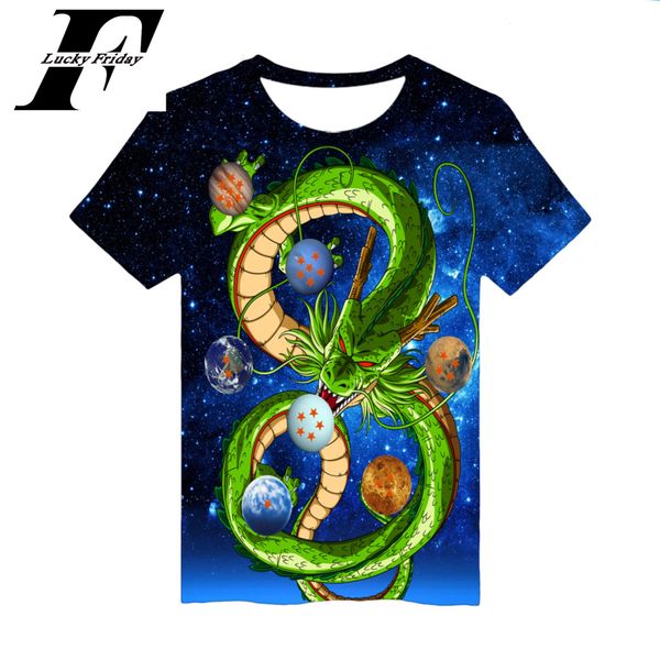 

comic dragon seven shirt pearl sun wu empty 3d digital printing round collar short sleeve t shirts, Gray;blue