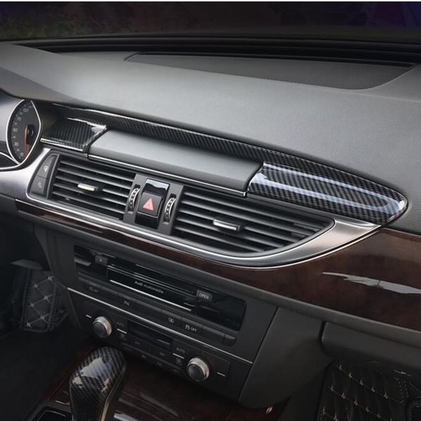 Carbon Fiber Color Console Navigation Cd Panel Cover Gearshift Decoration Trim For Audi A6 C7 A7 2012 18 Interior Air Vents Frame Sticker Interior Car