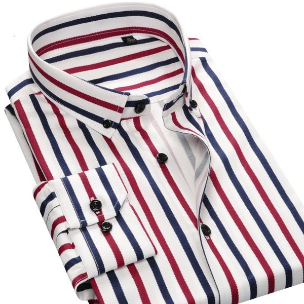 

quality good men dress shirt long sleeve designer contrast striped casual shirts slim fit comfort soft button down cotton, White;black