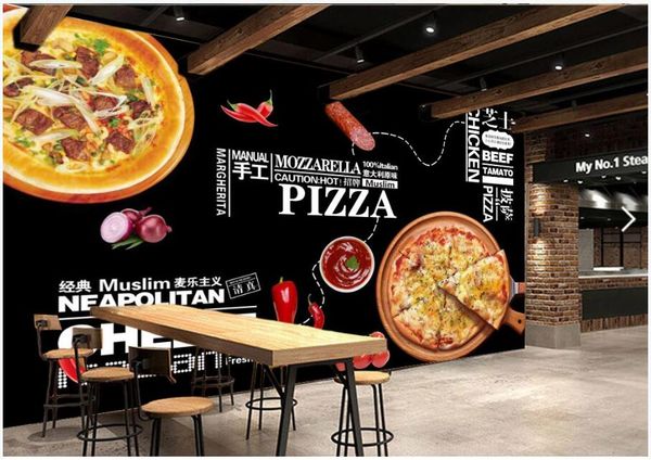 

wdbh 3d wallpaper custom p retro nostalgic western food pizza dining living room home decor 3d wall murals wallpaper for walls 3 d