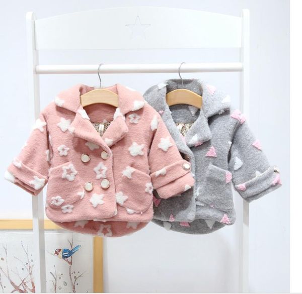 

the girl's double-breasted coat is of medium length 1, Blue;gray