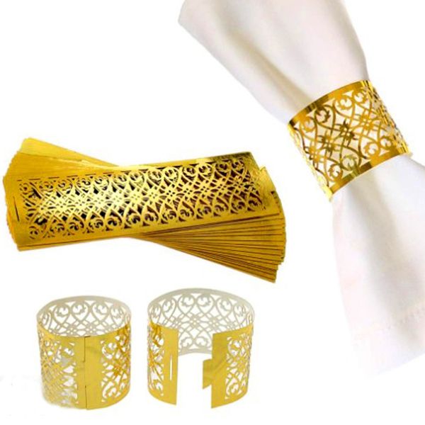 

50pcs / lot салфетка кольцо для свадебного стола украшения юбки принцесса принц rhinestone золотых колец для салфеток держателя партии поста