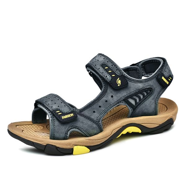 

hole shoes men shoes male cow genuine leather sandals summer sandalias hombre slippers sandles new nice mens, Black