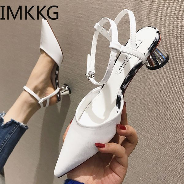 

women pumps summer sandals 2019 new high-heeled pointed toe buckle thin heel women shoes q00068, Black