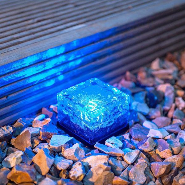 Simülasyon buz küpü Güneş çim lambası LED tuğla gece lambası güneş enerjisi bahçe plaza dekorasyon aydınlatma armatürü işletilen