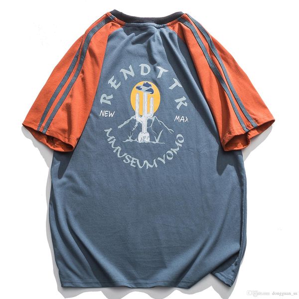 

t-shirt men desert cactus cotton retro hip-hop t-shirt fun summer streetwear short sleeve tee, White;black