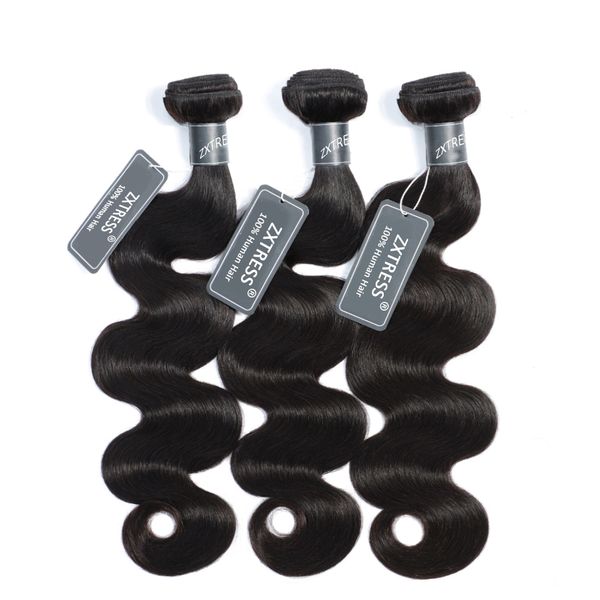 

8a grade unprocessed human hair bundles brazilian body wave hair extensions natural color 1pcs/lot remy hair weave drop ship ing, Black
