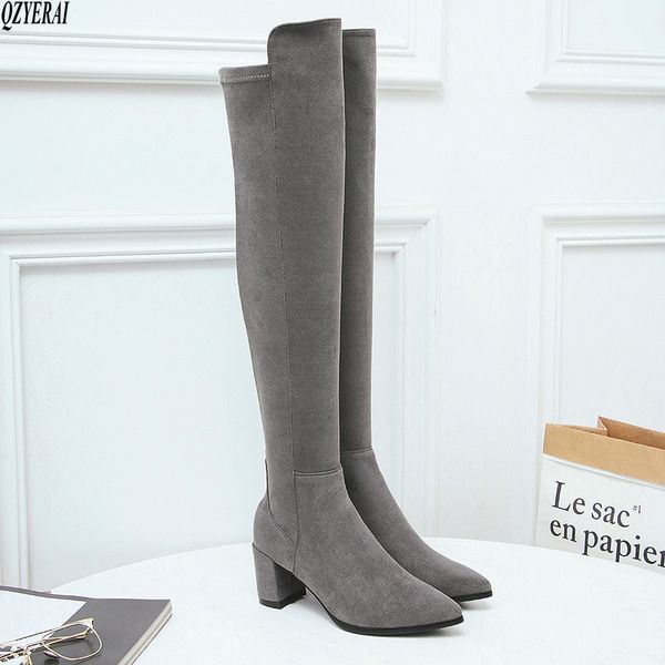 

qzyerai 2018 new style fashionable knee-high boots warm sheep leather shoes wear-resistant boots size 42, Black