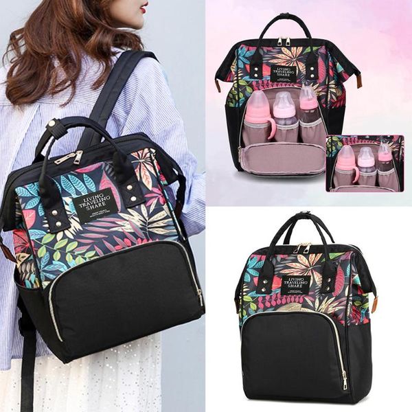 

big capacity mummy maternity travel backpacks large tropic plant print baby diaper shoulder bag fashion multifunctional backpack