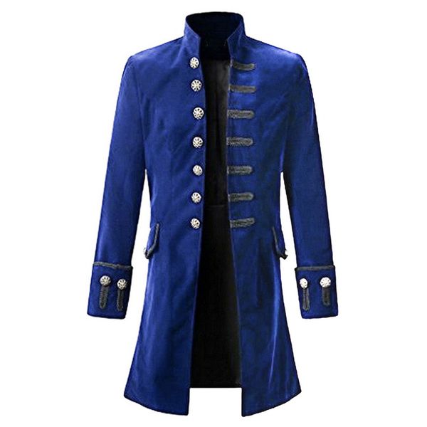 

monerffi male slim single breasted long blazers stand collar vintage outwear patchwork jackets plus size gothic blaser masculino, White;black