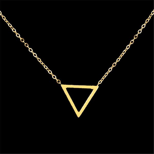 

wholesale 10piece stainless steel gold chain metal cut out small inverted triangle necklaces & pendants women men's bff jewelry, Silver