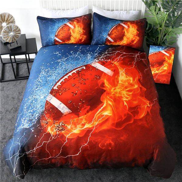 American Football Bedding Set Fire And Water Bed Linen 3d Sports