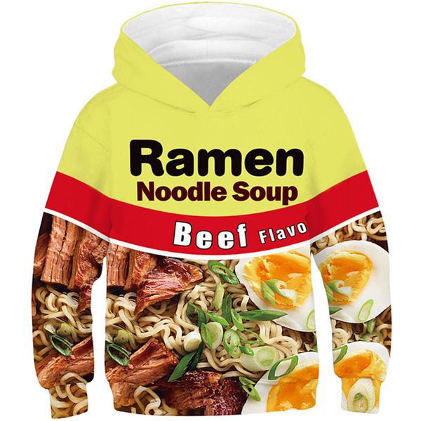 

new 2019 kids 3d sweatshirts boys girls ramen noodle soup beef flavo chicken nutella print hooded hoodies children pullover, Black