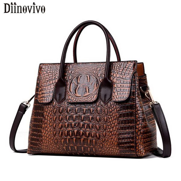 

diinovivo classic crocodile pattern handbag women bag large capacity shoulder messenger bags female whdv1224