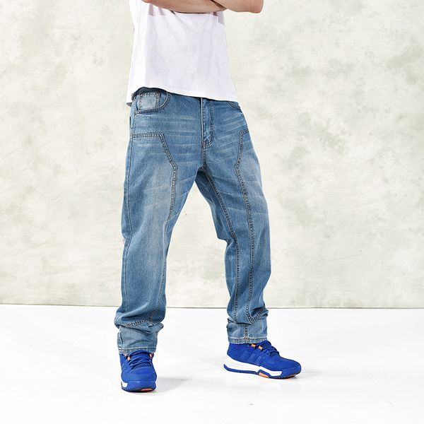 

plus size 46 seasons loose men's jeans hip hop denim pants autumn winter new men jeans baggy long trousers male bottoms hiphop, Blue