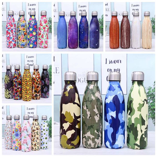 

500ml cola shaped water bottle 100styles double wall print stainless steel tumbler vacuum travel sport thermos coffee cup mug ljja2894