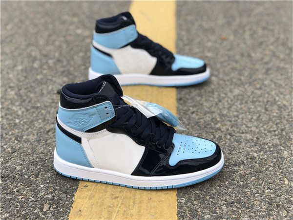 

2019 authentic 1 high og unc patent asg wmns 1s obsidian blue chill-white basketball shoes sneakers red man woman