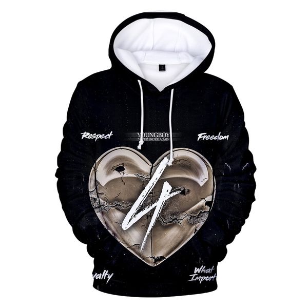 

rapper youngboy never broke again 3d hoodies men/women hip hop streetwear casual autumn/winter warm sweatshirts, Black