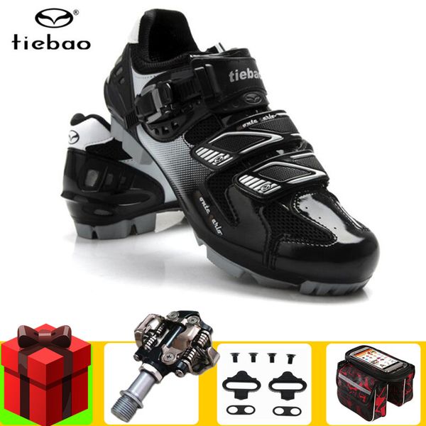 

tiebao cycling shoes add spd pedal set sapatilha ciclismo mtb mountain bike self-locking bicycle bike professional shoes, Black