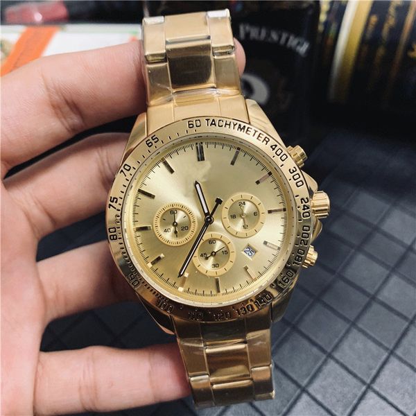 

style luxury dial men's watch stainless steel 45mm gold watch quartz watch ing, Slivery;brown