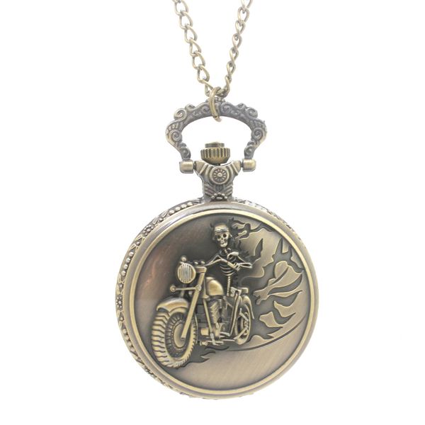 

new creative design motorcycle large retro pocket watch, Slivery;golden