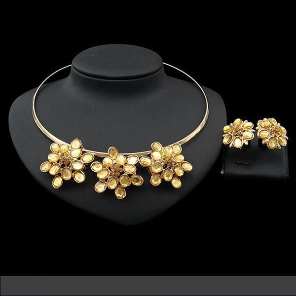 

yulaili мода кристалл цветок форма колье ожерелье серьги стержня для женщин партии ювелирных изделий аксессуары оптовая бесплатная доставка, Black