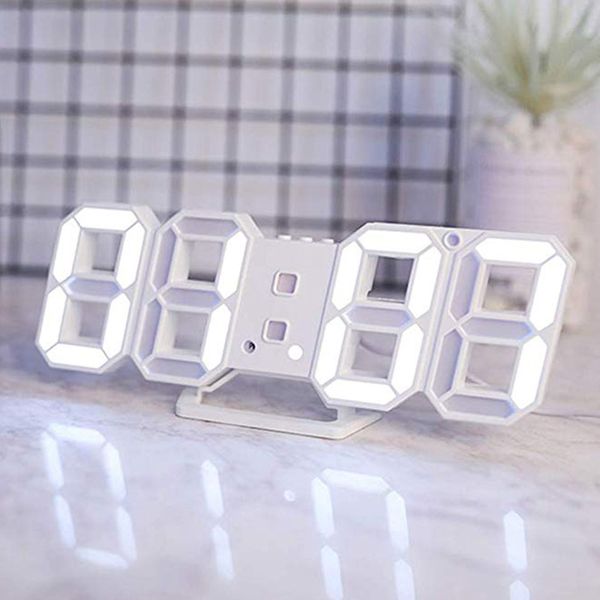 

modern digital 3d led wall clock alarm clocks snooze clock with 12/24 hour display _wk
