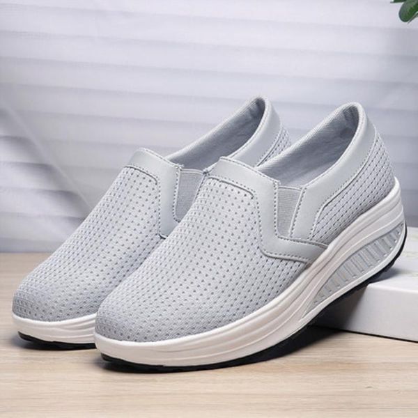 

women breathable mesh casual shoes height increasing wedge sneakers fashion platforms women shoes, Black;white